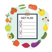 diet planen illustration. begrepp av diet- äter, måltid planera, rätt näring. friska mat och diet planera. friska näring. modern platt stil vektor illustration på vit bakgrund.