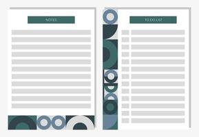 Einfacher Business-Organizer, Aufgabenliste, Wochenplaner, Notizpapier. Tagesorganisator. notizen papier. Seitenvorlage für Agenda, Zeitplan, Planer, Checklisten, Notizblöcke. vektor