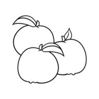 einfarbige Äpfel mit Blättern, Vektorillustration im Cartoon-Stil auf weißem Hintergrund vektor