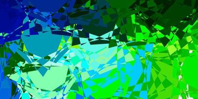 hellblauer, grüner Vektorhintergrund mit Dreiecken, Linien. vektor
