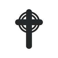 Kreuz-Religions-Gott-Vektor-Illustration-Symbol. symbol christentum und form christliches zeichen. religiöser kruzifix glaube und katholizismus schwarze heilige kunst. Spiritualitätselement Jesus Design und isoliertes Weiß vektor