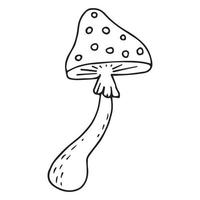 Handgezeichnetes Fliegenpilz-Doodle-Symbol. Amanita-Pilz. Giftpilz Fliegenpilz. handgezeichnetes Gekritzel. vektor