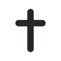 Kreuz-Religions-Gott-Vektor-Illustration-Symbol. symbol christentum und form christliches zeichen. religiöser kruzifix glaube und katholizismus schwarze heilige kunst. Spiritualitätselement Jesus Design und isoliertes Weiß vektor