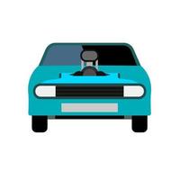 blaues Vektorsymbol für die Vorderansicht des Rennwagens. modernes transportdesign automobiltechnik sportfahrzeug. vektor