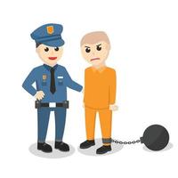 polis fångad fånge design karaktär på vit bakgrund vektor