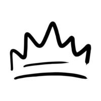 handgezeichnete Krone Vektor Doodle Symbol Königin. luxus skizzenkunst königliche ikone könig und majestätisches königs-tiara-monarchzeichen. monarch königreich linie illustration und isolierte schmuckzeichnung schwarzes element