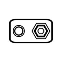 9-V-Batterie-Vektorsymbol-Umrissillustration und Leistung alkalische Energie isoliert weiß. Technologie Stromleitung und elektrisches Objekt dünn. versorgungsspannung symbol elektronischer und elektrischer akkumulator vektor