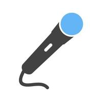 Mikrofon-Glyphe blaues und schwarzes Symbol vektor