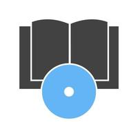 Buch auf CD Glyphe blaues und schwarzes Symbol vektor