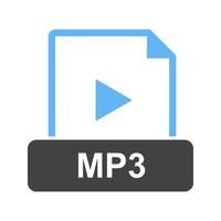 mp3-Glyphe blaues und schwarzes Symbol vektor