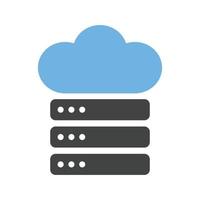 Cloud- und Serverdaten-Glyphe blaues und schwarzes Symbol vektor