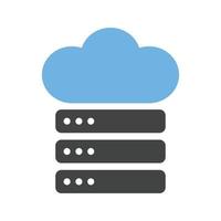 moln och server data glyf blå och svart ikon vektor