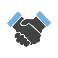 Handshake-Glyphe blaues und schwarzes Symbol vektor