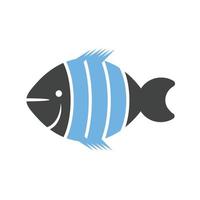 Clownfisch-Glyphe blaues und schwarzes Symbol vektor