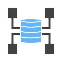 blaues und schwarzes Symbol für Data Warehouse-Glyphe vektor