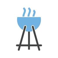 Glyphe blaues und schwarzes Symbol für das Kochen im Freien vektor