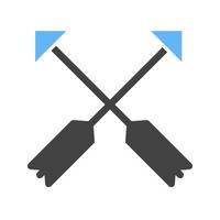 zwei Pfeile Glyphe blaues und schwarzes Symbol vektor