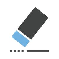 Radiergummi-Glyphe blaues und schwarzes Symbol vektor