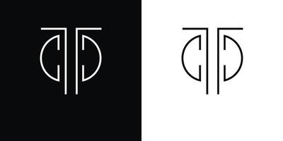 tc minimalistisk modern brev logotyp i svart och vit vektor