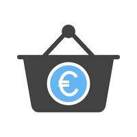 euro korg glyf blå och svart ikon vektor