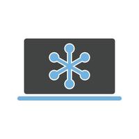 blaues und schwarzes Symbol für Computernetzwerk-Glyphe vektor