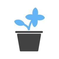 Blumentopf-Glyphe blaues und schwarzes Symbol vektor