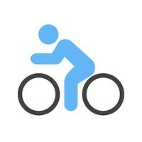 Radfahren Person Glyphe blaues und schwarzes Symbol vektor