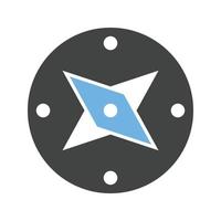 Kompass-Glyphe blaues und schwarzes Symbol vektor