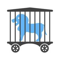 Löwe im Käfig Glyphe blaues und schwarzes Symbol vektor