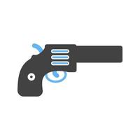 Revolver-Glyphe blaues und schwarzes Symbol vektor