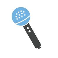 trådlös mikrofon glyf blå och svart ikon vektor