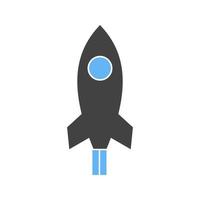 raket glyf blå och svart ikon vektor