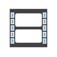 blaues und schwarzes Symbol für Videoglyphen vektor