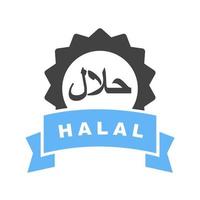 halal klistermärke glyf blå och svart ikon vektor