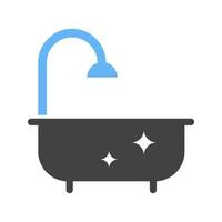 saubere Badewanne Glyphe blaues und schwarzes Symbol vektor