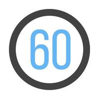 hastighet begränsa 60 glyf blå och svart ikon vektor