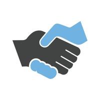 Handshake-Glyphe blaues und schwarzes Symbol vektor