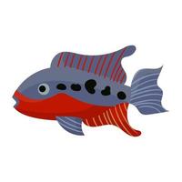 Cichlasoma Fisch Aquarium Wasser Tier Natur und Vektor Unterwasser-Wasserkunst. tropischer illustrationsfisch mit schwanz und flosse. schöne dekorative mehrfarbige Haustierzeichnung und Ichthyologie-Korallenriff