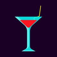 Cocktailglas Getränkebar alkoholische Party Vektorsymbol. flüssiges rotes nachtclubgetränk zur erfrischung vektor