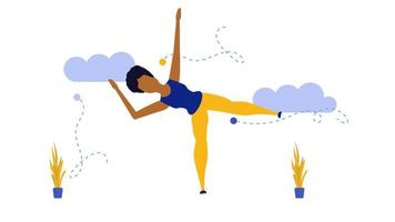 prestation övning platt hälsa kropp sinne vektor begrepp illustration. kontor göra flera saker samtidigt hållning person. sport kondition tecknad serie bakgrund. livsstil harmoni yoga meditera zen. utgör Träning träna