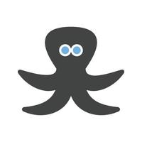 Oktopus-Glyphe blaues und schwarzes Symbol vektor