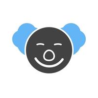 clown ansikte glyf blå och svart ikon vektor