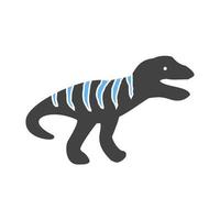 dinosaurie glyf blå och svart ikon vektor