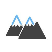 Berge Glyphe blaues und schwarzes Symbol vektor