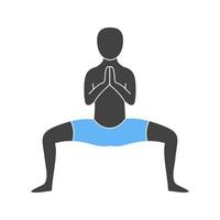 buddhistische Pose Glyphe blaues und schwarzes Symbol vektor