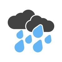 tung regn glyf blå och svart ikon vektor