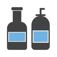 grädde flaskor glyf blå och svart ikon vektor