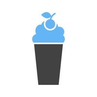 jordgubb milkshake glyf blå och svart ikon vektor