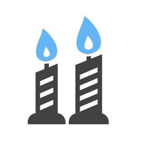 Kerzen Glyphe blaues und schwarzes Symbol vektor