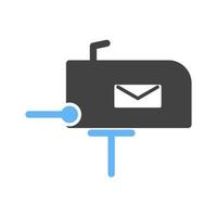 Letterbox-Glyphe blaues und schwarzes Symbol vektor